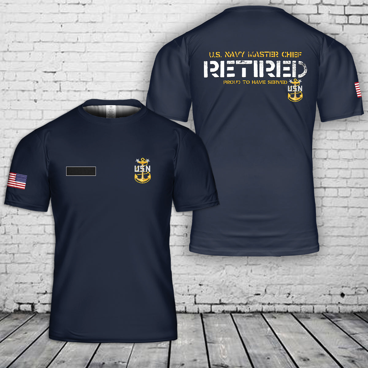 Custom Name US Navy Master Chief Retired T-Shirt 3D