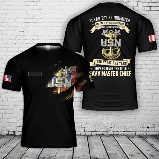 Custom Name US Navy Master Chief T-Shirt 3D