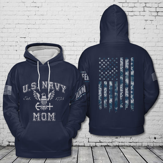Custom Name US Navy Mom 3D Hoodie