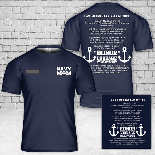 Custom Name US Navy Mother’s Creed T-Shirt 3D