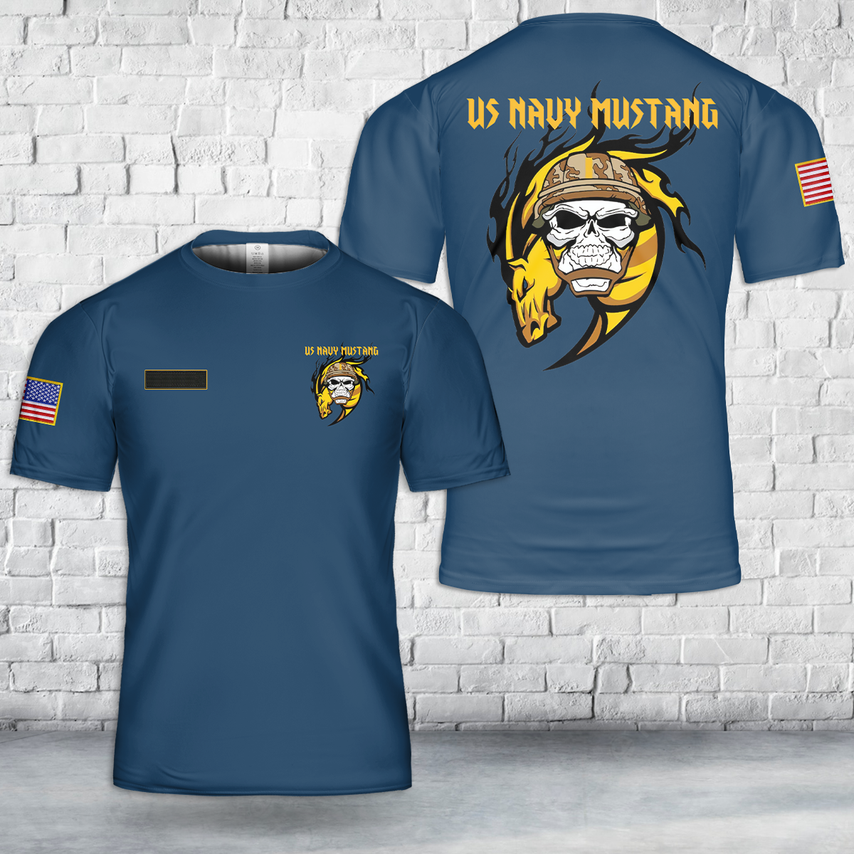 Custom Name US Navy Mustang T-Shirt 3D