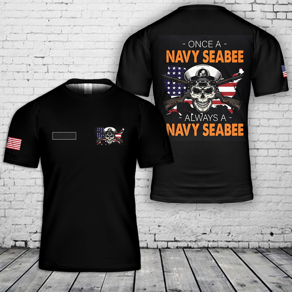 Custom Name US Navy Once A Navy Seabee - Always A Navy Seabee T-Shirt 3D
