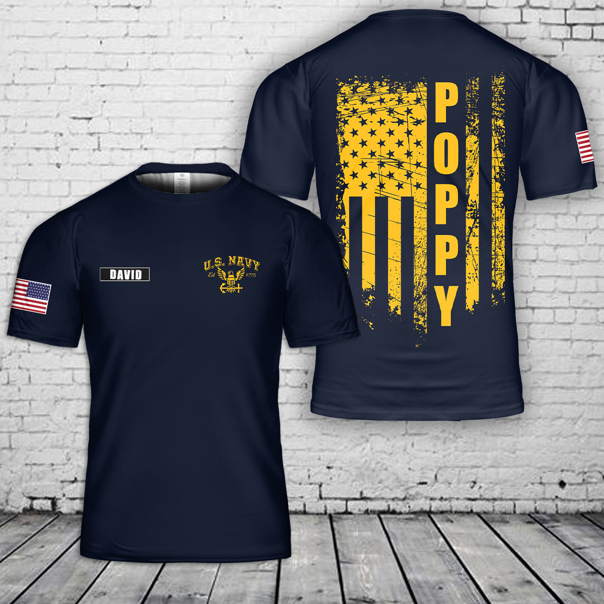 Custom Name US Navy Poppy T-Shirt 3D