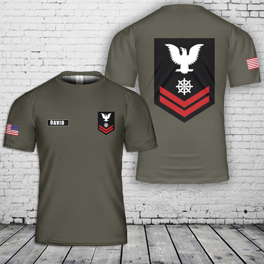 Custom Name US Navy QM2 Quartermaster Second Class T-Shirt 3D