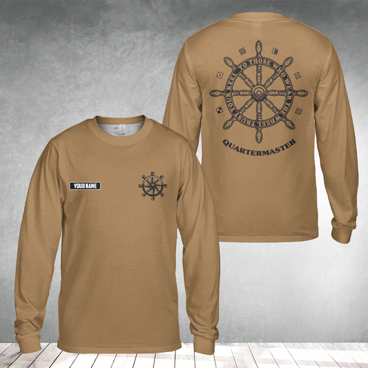 Custom Name US Navy Quartermasters AOP Long Sleeve Shirt