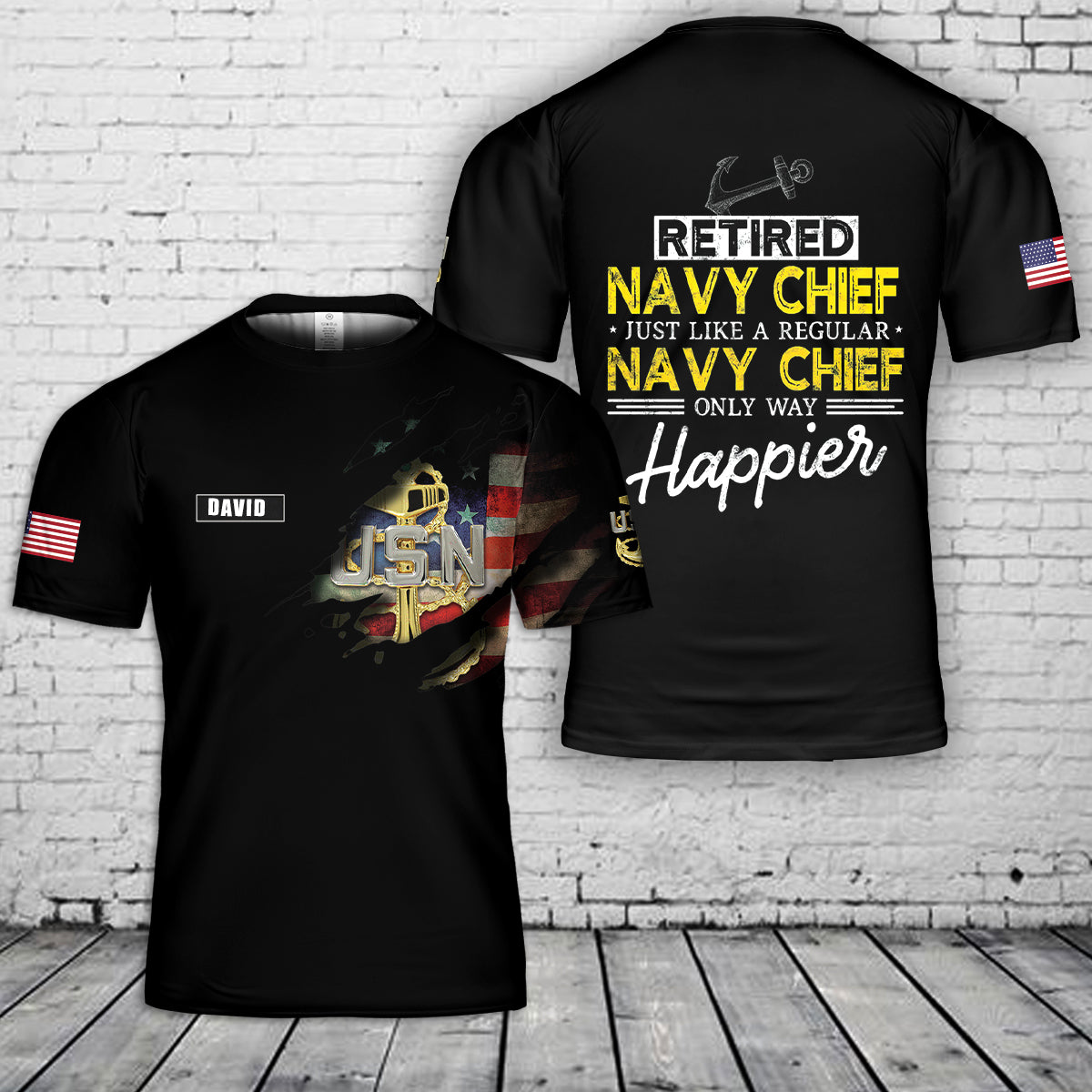 Custom Name US Navy Retired Navy Chief 3D T-Shirt