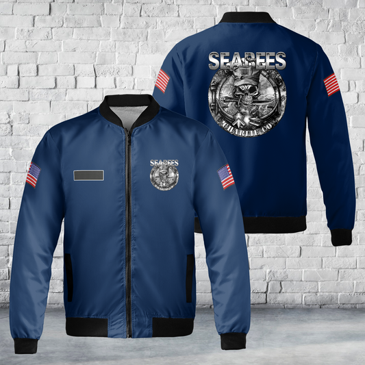 Custom Name US Navy SEABEES Charlie Company AOP Fleece Bomber Jacket