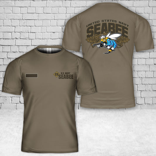 Custom Name US Navy SEABEES Naval Construction Force (NCF) T-Shirt 3D