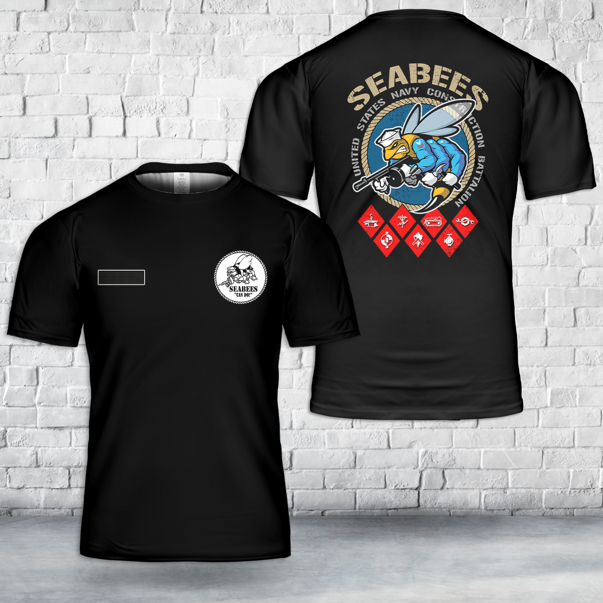 Custom Name US Navy SEABEES Rating T-Shirt 3D