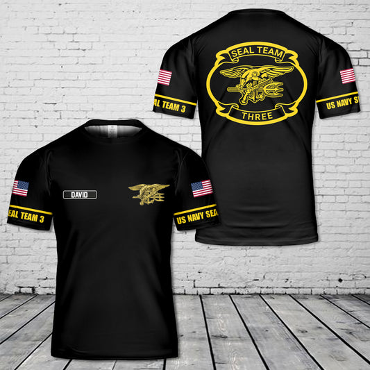 Custom Name US Navy SEAL Team 3 Naval Special Warfare Command (NSWC) 3D T-Shirt