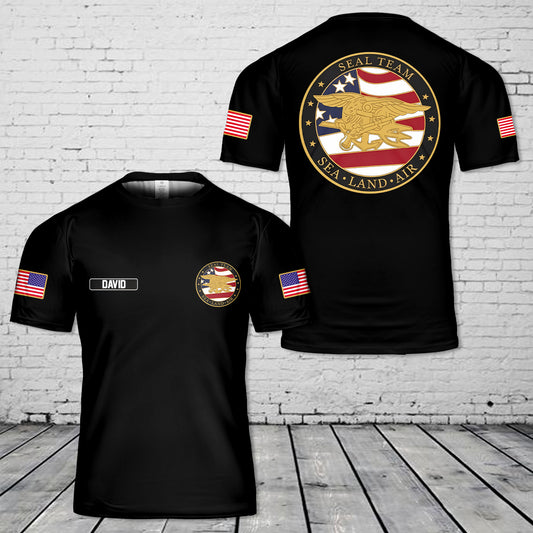 Custom Name US Navy SEAL Team Sea Land Air 3D T-Shirt