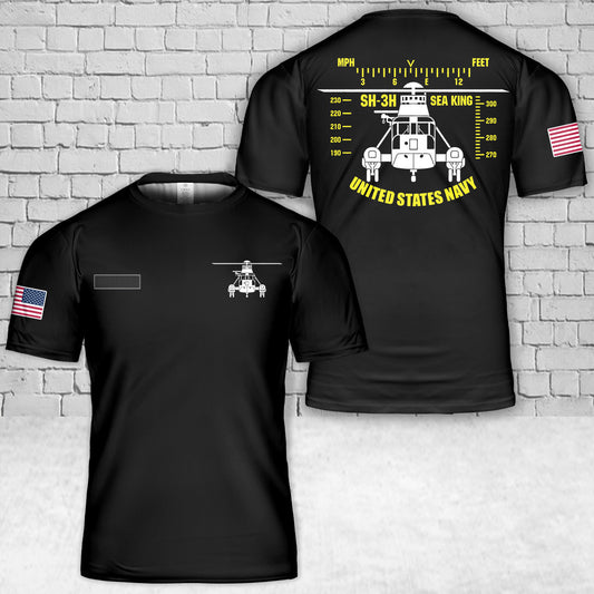 Custom Name US Navy SH-3H Sea King Helicopter T-Shirt 3D