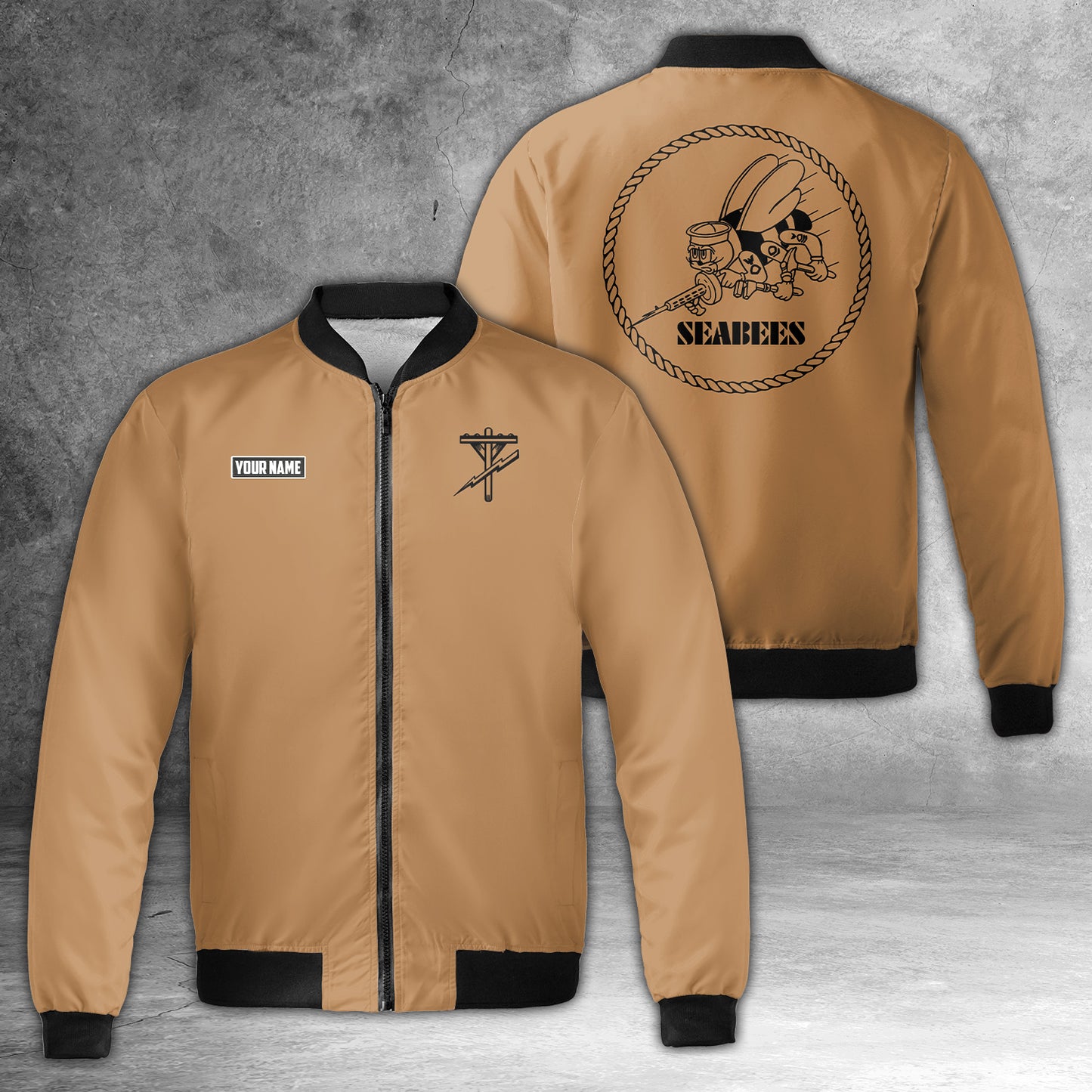 Custom Name US Navy Seabee - Construction Electricians - CE Bomber Jacket
