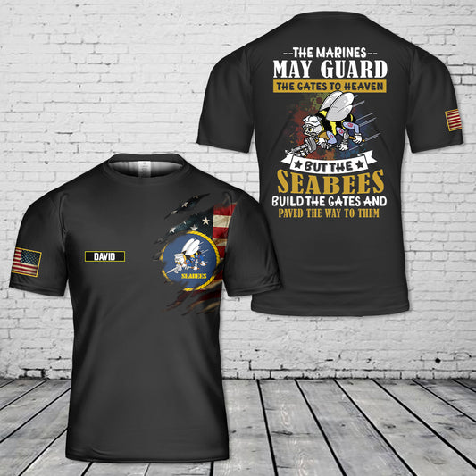 Custom Name US Navy Seabee 3D T-Shirt