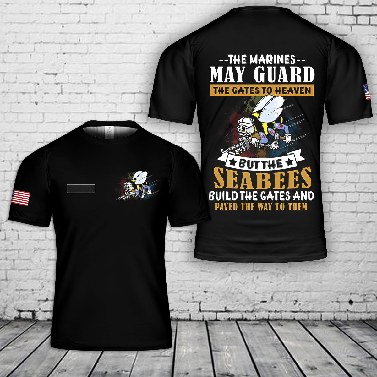 Custom Name US Navy Seabee Build The Gates T-Shirt 3D