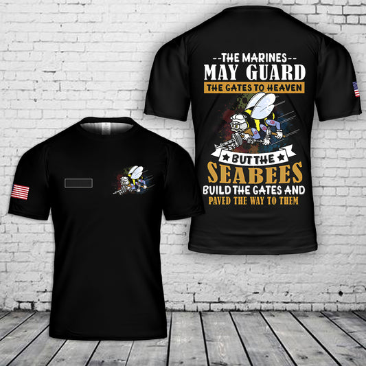 Custom Name US Navy Seabee Build The Gates T-Shirt 3D