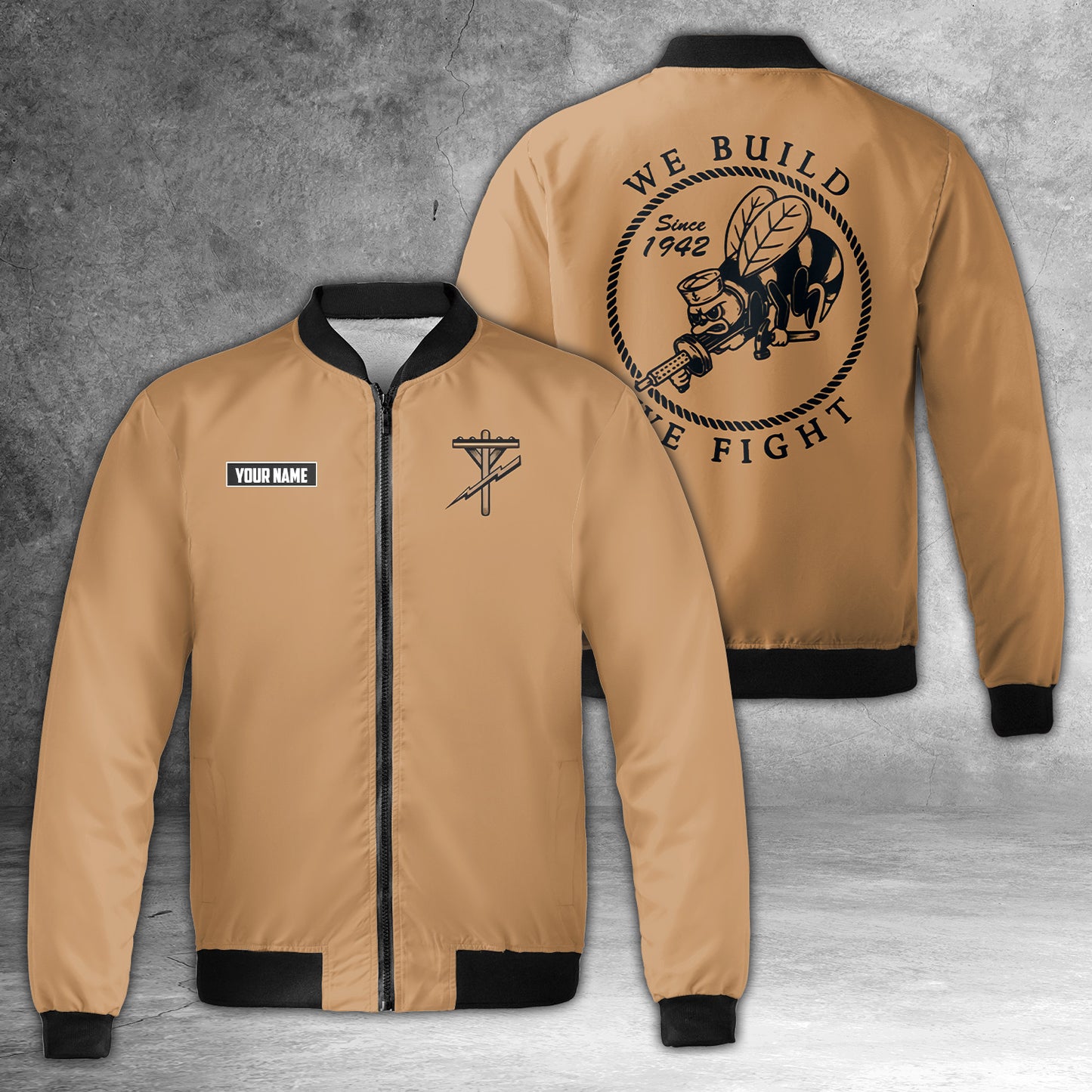 Custom Name US Navy Seabee Construction Electrician 1942 Bomber Jacket