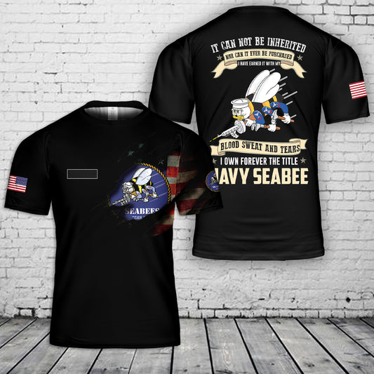 Custom Name US Navy Seabee T-Shirt 3D