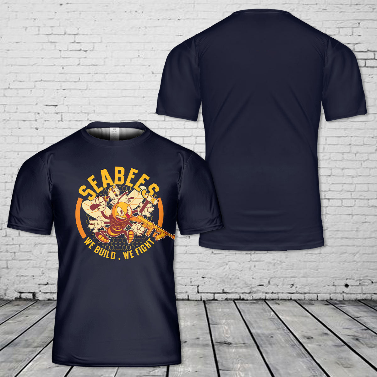 Custom Name US Navy Seabee "We build, We fight" T-Shirt 3D