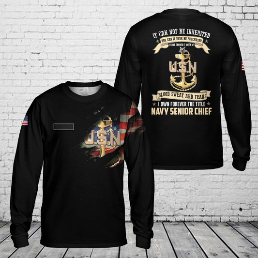 Custom Name US Navy Senior Chief AOP Long Sleeve Shirt
