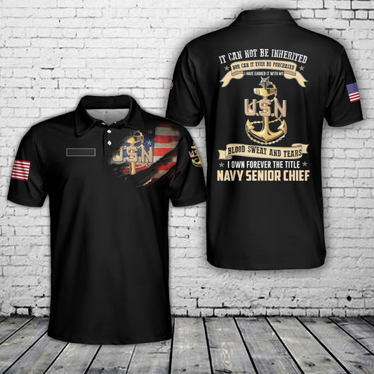 Custom Name US Navy Senior Chief Polo Shirt