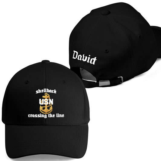 Custom Name US Navy Shellback Embroidered Cap