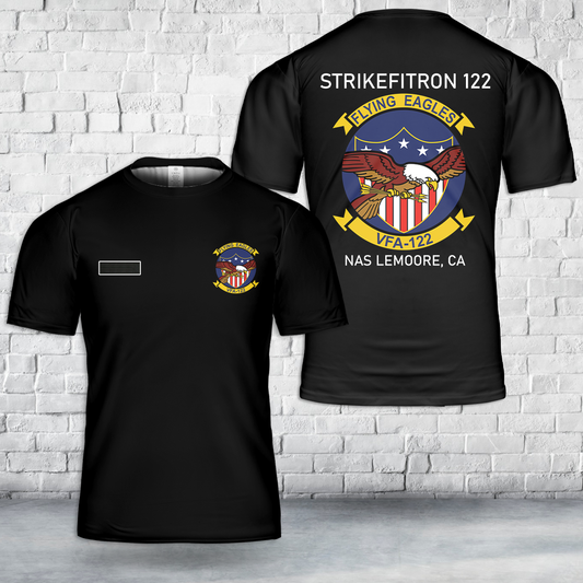 Custom Name US Navy Strike Fighter Squadron 122 (VFA-122) "Flying Eagles" T-Shirt 3D