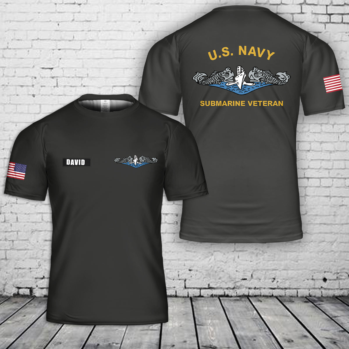 Custom Name US Navy Submarine Service Enlisted 3D T-Shirt