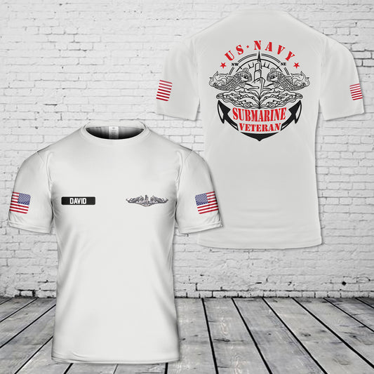 Custom Name US Navy Submarine Veteran 3D T-Shirt
