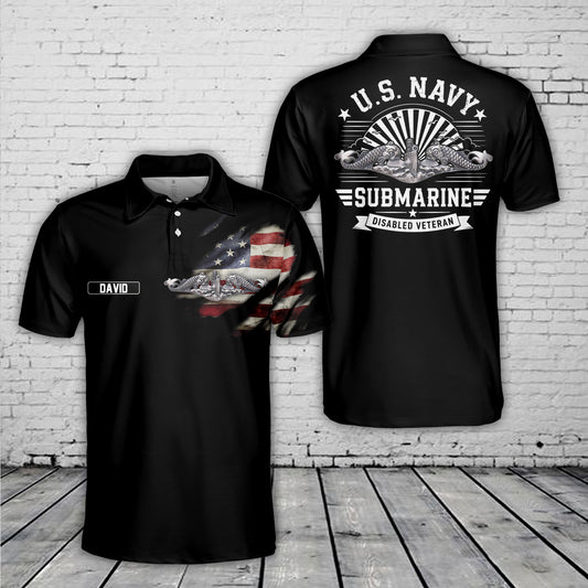 Custom Name US Navy Submarine Veteran Polo Shirt