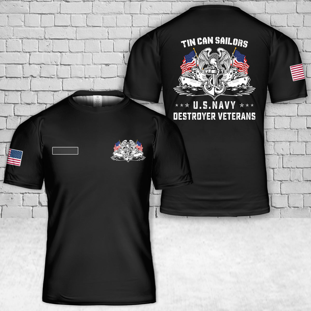 Custom Name US Navy Tin Can Sailors Us Navy Destroyer Veterans T-Shirt 3D