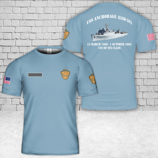 Custom Name US Navy USS Anchorage (LSD 36) T-Shirt 3D