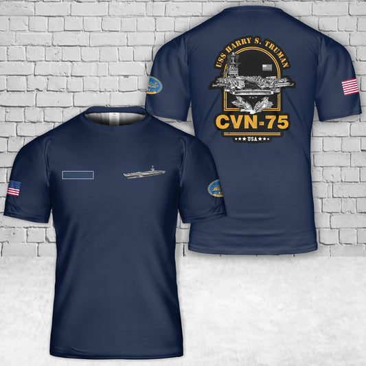 Custom Name US Navy USS Harry S. Truman (CVN-75) - The Buck Stops Here T-Shirt 3D