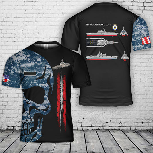 Custom Name US Navy USS Independence (LCS-2) T-Shirt 3D