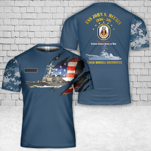 Custom Name US Navy USS John S. McCain (DDG-56) T-Shirt 3D