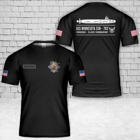 Custom Name US Navy USS Minnesota (SSN-783) T-Shirt 3D