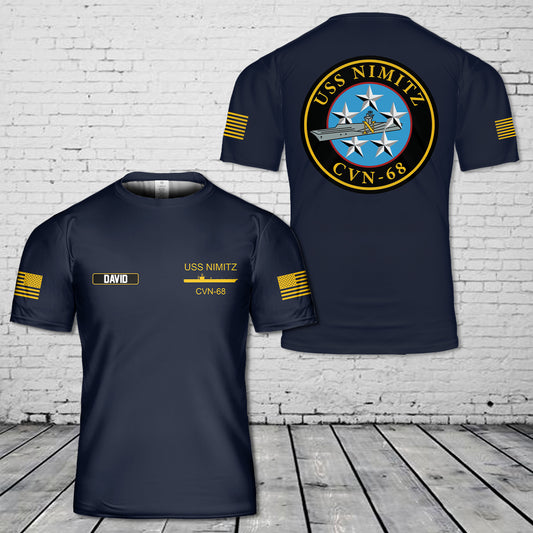 Custom Name US Navy USS Nimitz (CVN-68) 3D T-Shirt