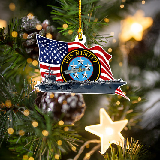 Custom Name US Navy USS Nimitz (CVN-68) Christmas Ornament