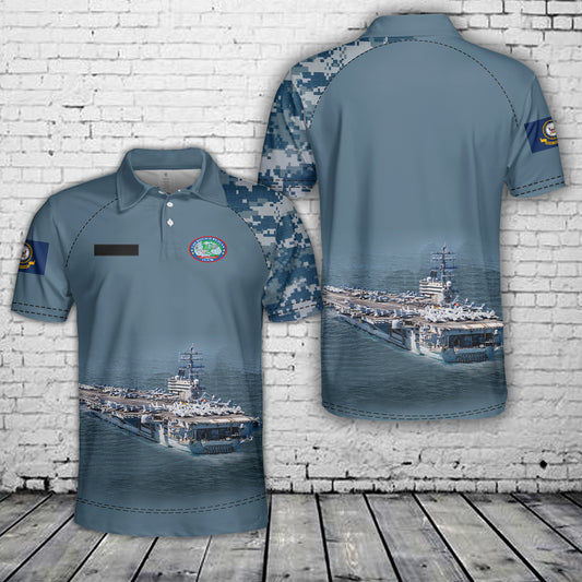 Custom Name US Navy USS Ronald Reagan (CVN-76) Polo Shirt