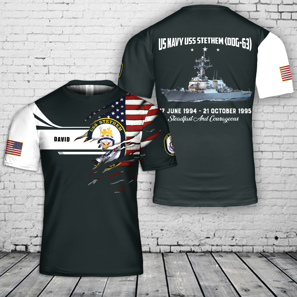 Custom Name US Navy USS Stethem (DDG-63) 3D T-Shirt