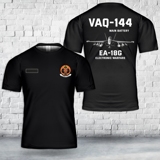 Custom Name US Navy VAQ-144 Main Battery EA-18G Squadron T-Shirt 3D