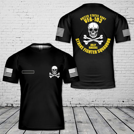 Custom Name US Navy VFA-103 Jolly Rogers T-Shirt 3D