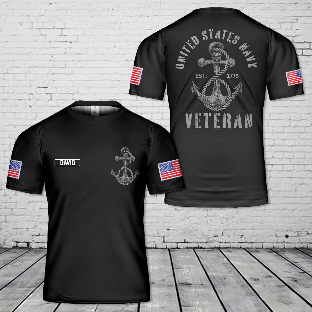 Custom Name US Navy Veteran 3D T-Shirt