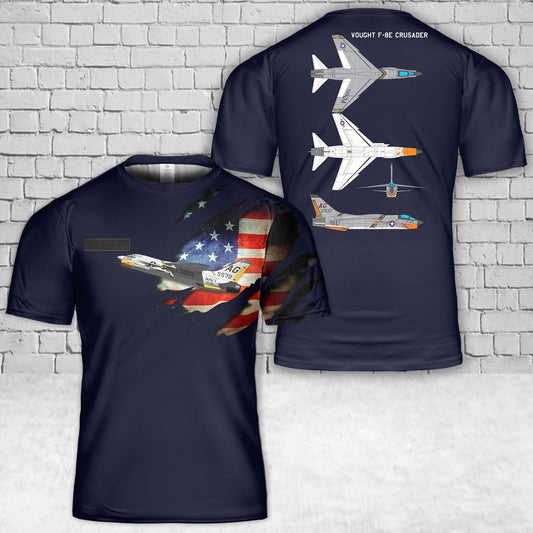 Custom Name US Navy Vought F-8E Crusader VF-84 T-Shirt 3D