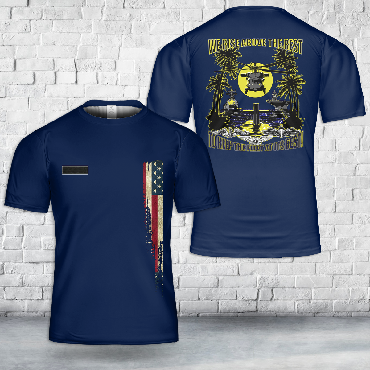Custom Name US Navy We Rise Above The Rest T-Shirt 3D