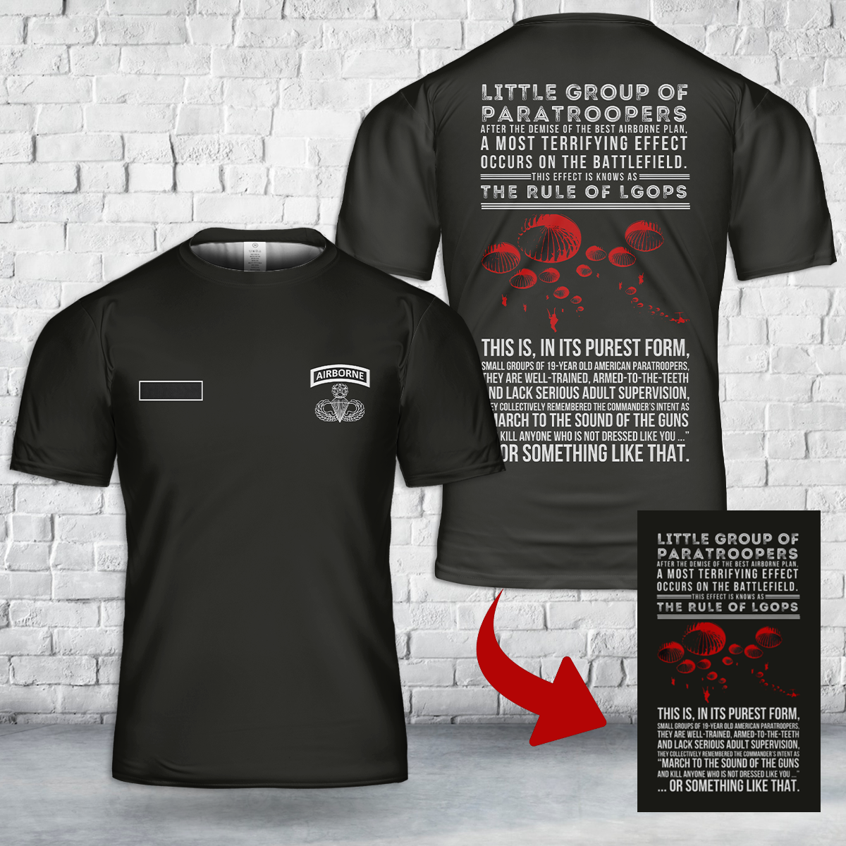 Custom Name US Paratrooper Airborne T-Shirt 3D