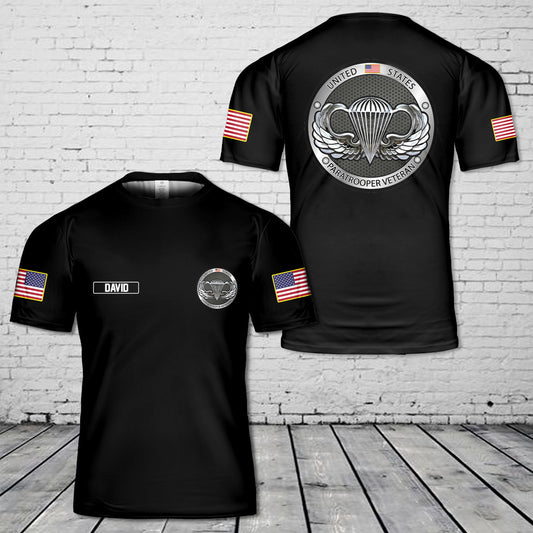 Custom Name US Paratrooper Veteran 3D T-Shirt