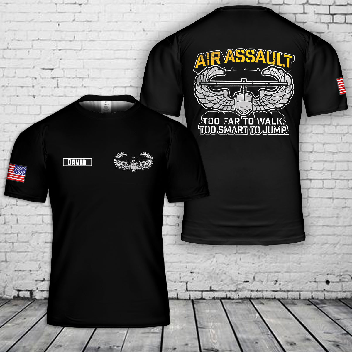 Custom Name US Rappel Master Tab w Air Assault Badge 3D T-Shirt