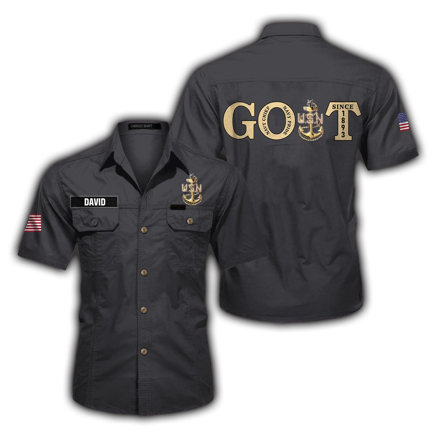 Custom Name US Senior Chief GOAT Cotton cargo shirt