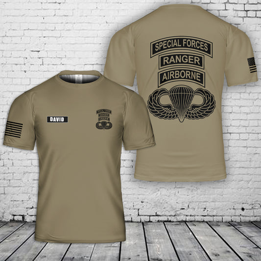Custom Name US Special Forces Ranger Airborne 3D T-Shirt